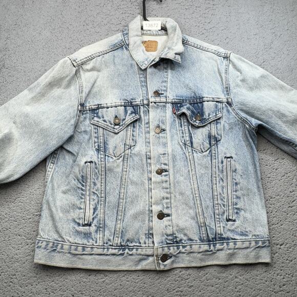 VINTAGE Levis Jacket Mens 39 Small Medium Blue Trucker Denim Acid Washed 80s USA - Picture 2 of 12